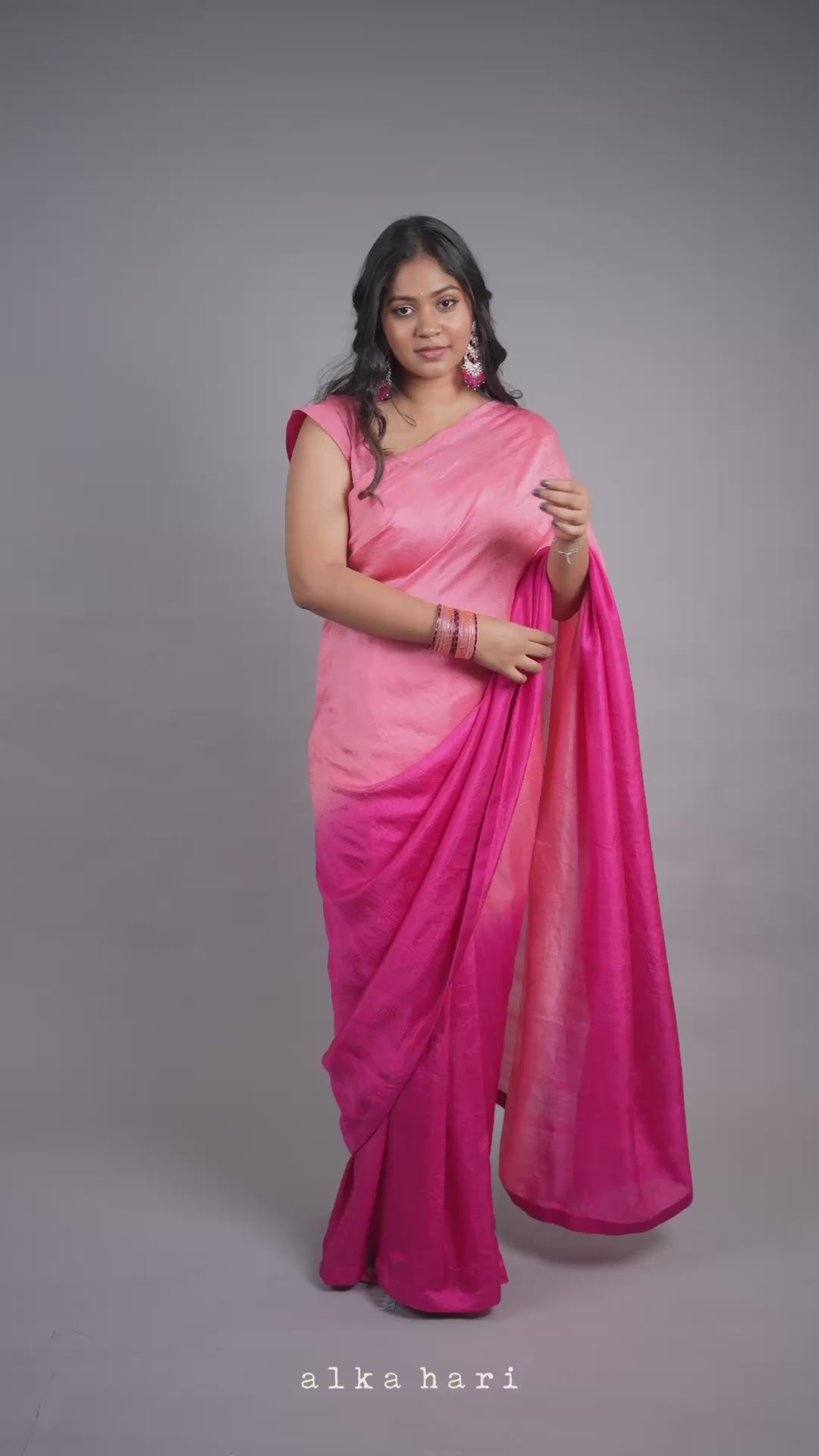 Ombre Pink Silk Saree
