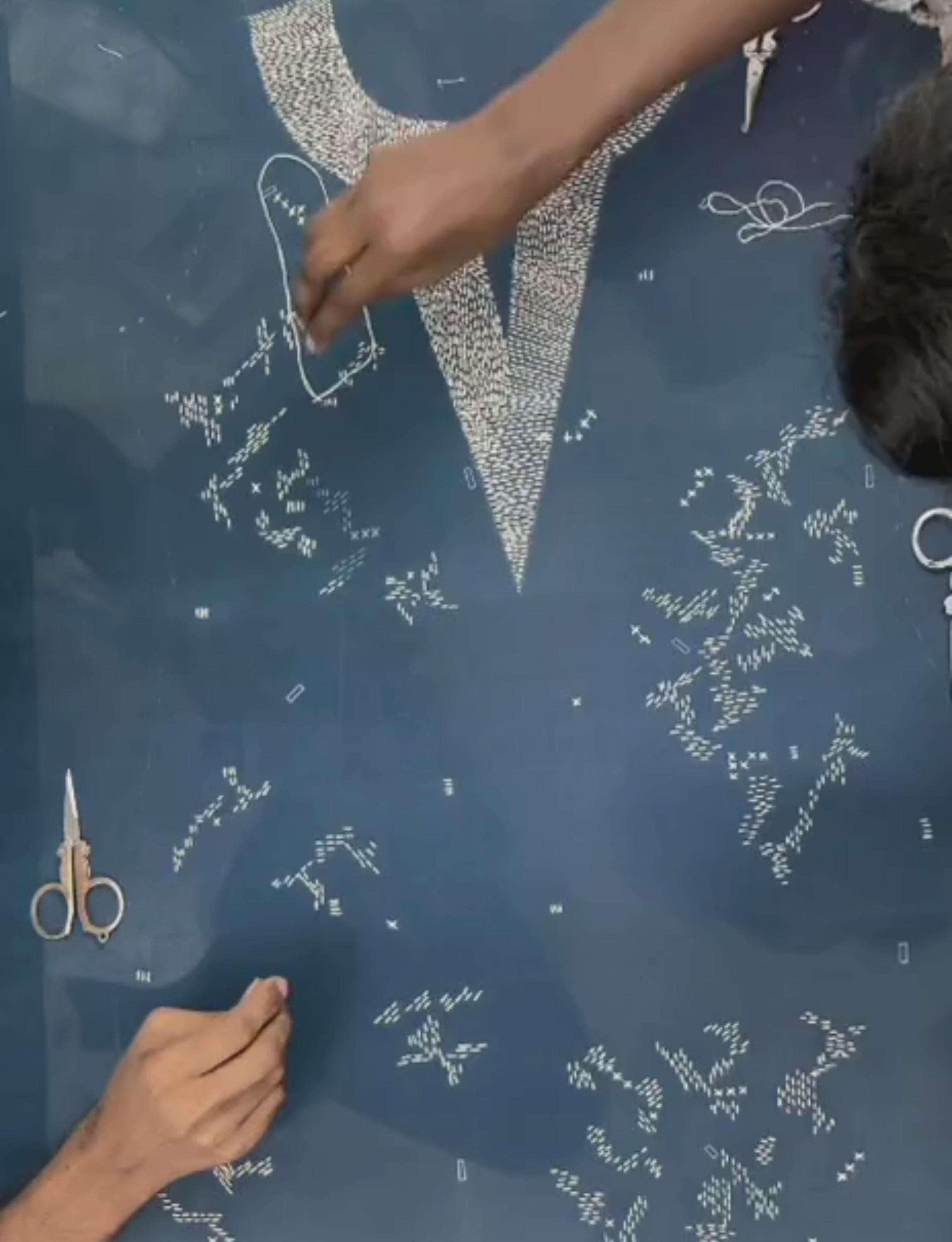 Indigo Silk Embroidered Short Kurta