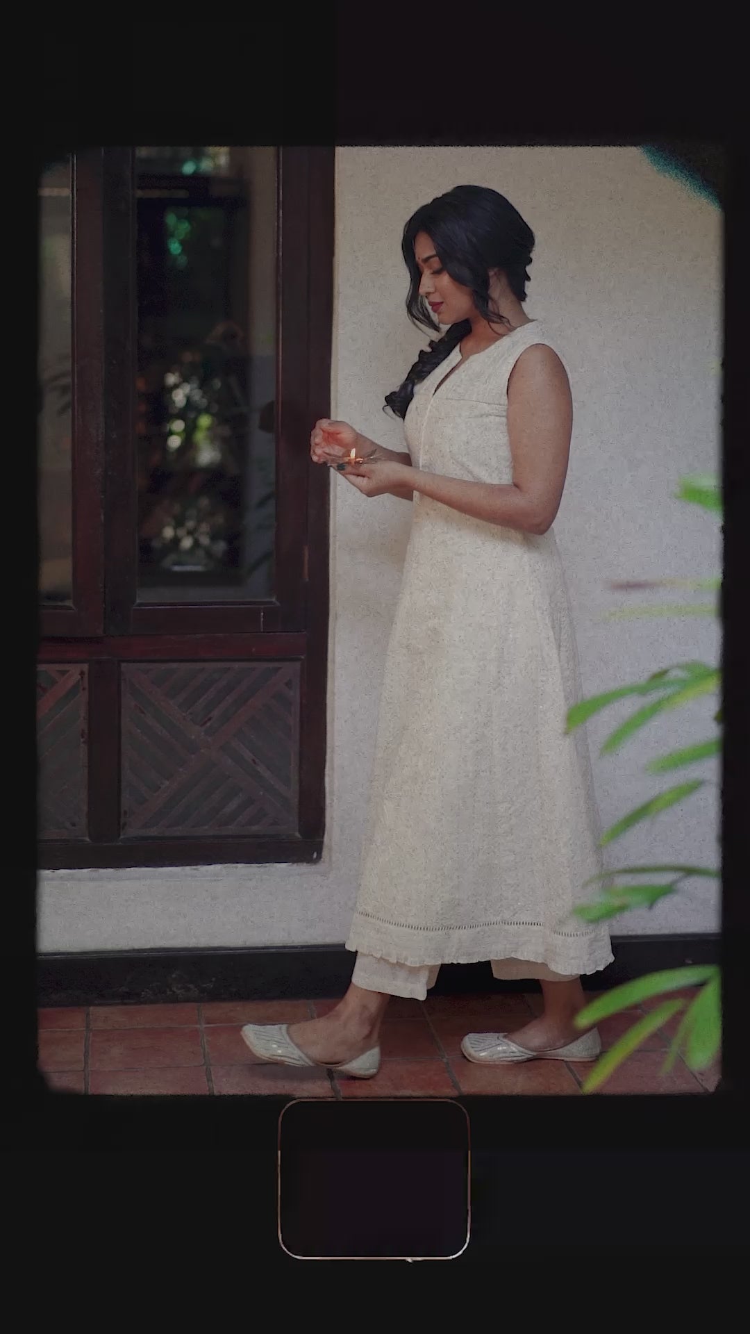 Off White Embroidered Yoke Anarkali