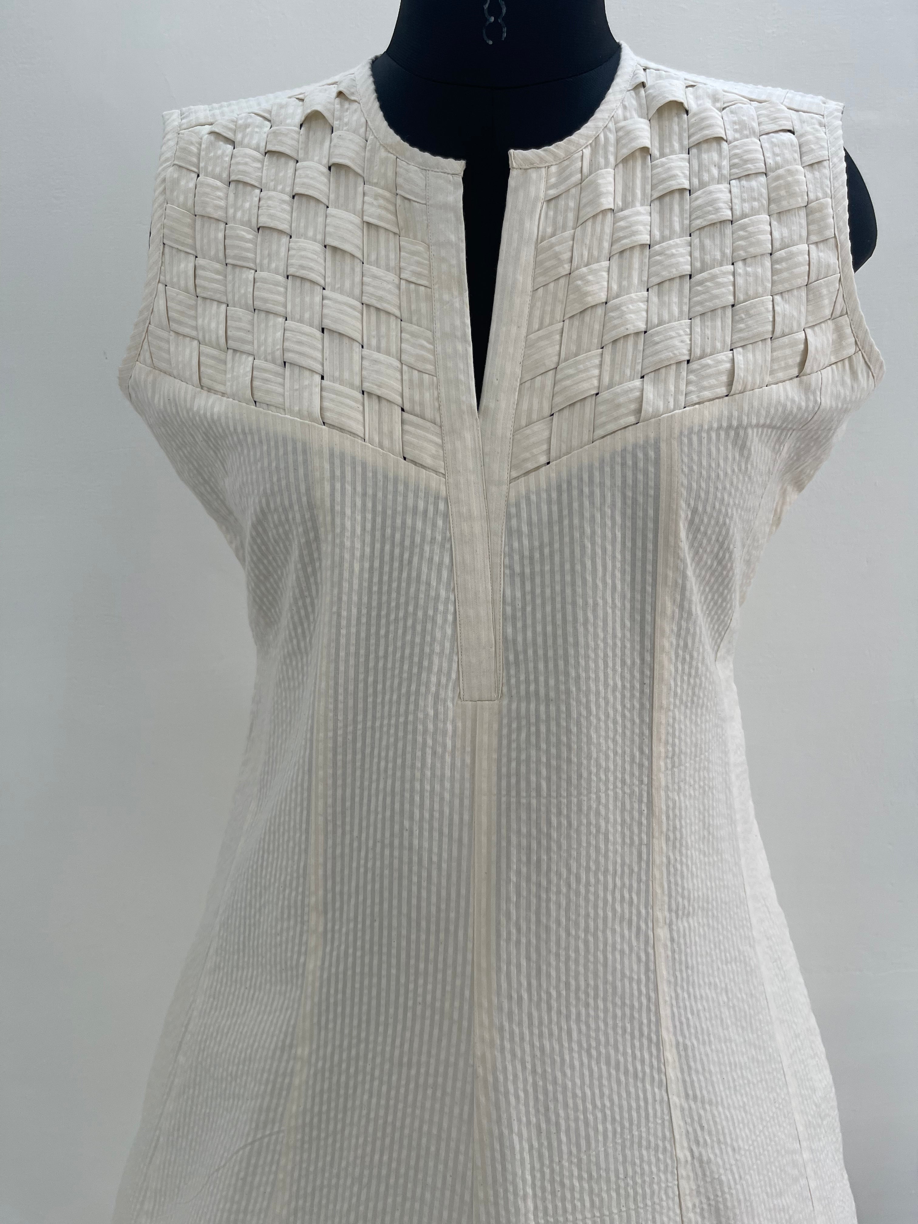 Sheer sucker anarkali with hand weave detail