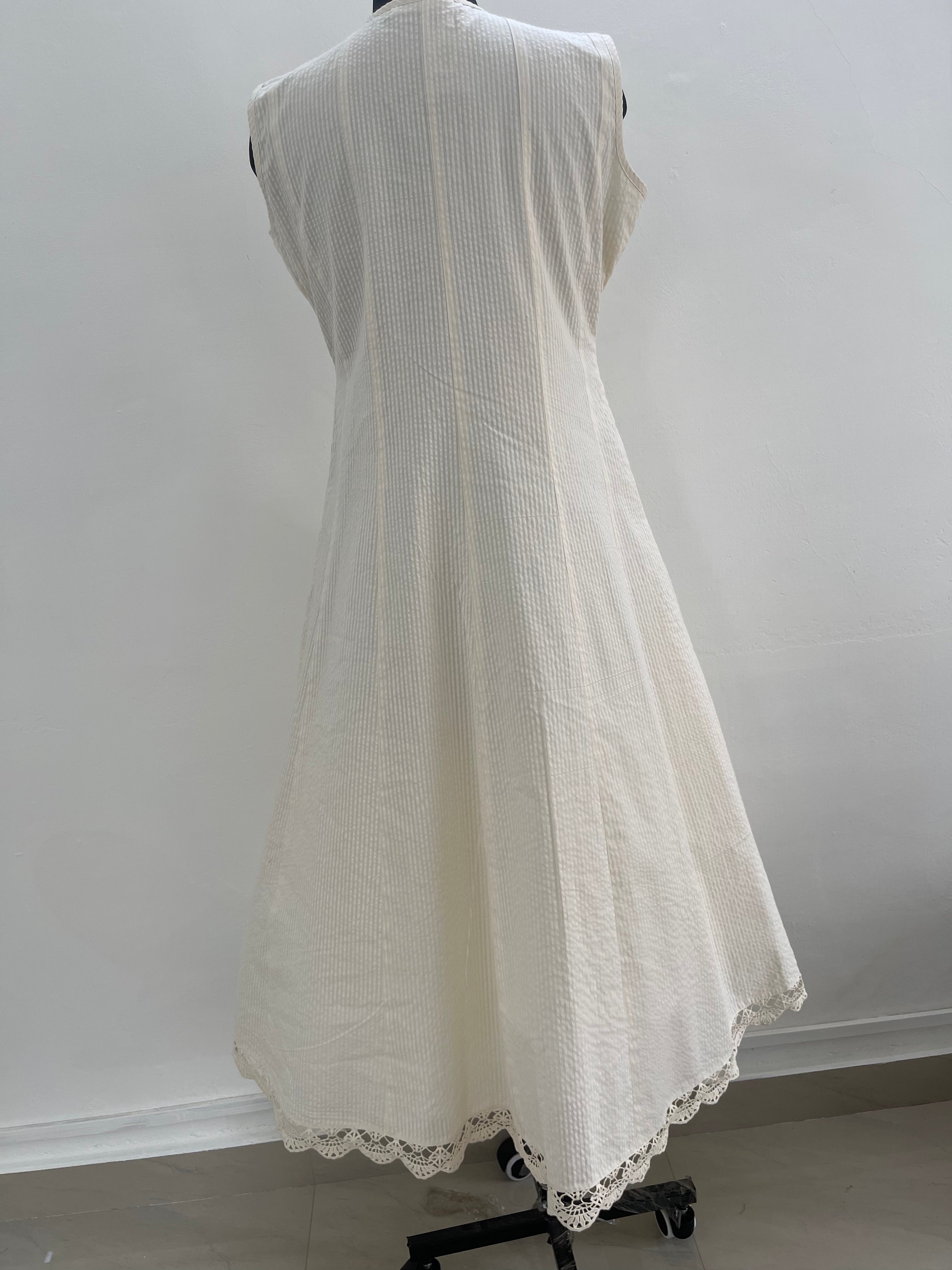 Sheer sucker anarkali with hand weave detail