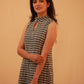 Black and white cowl neck dress