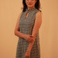 Black and white cowl neck dress