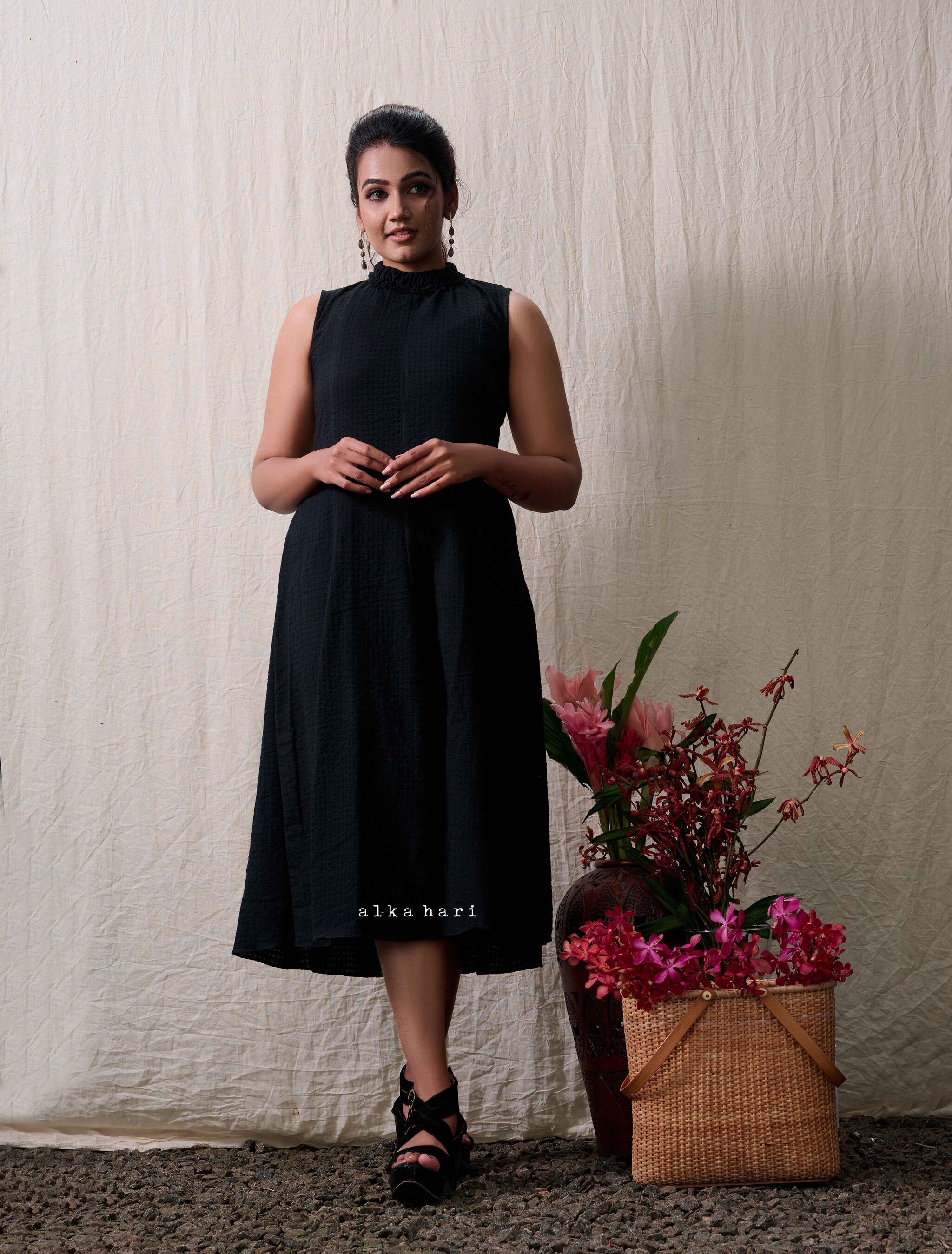 Black Seersucker Dress