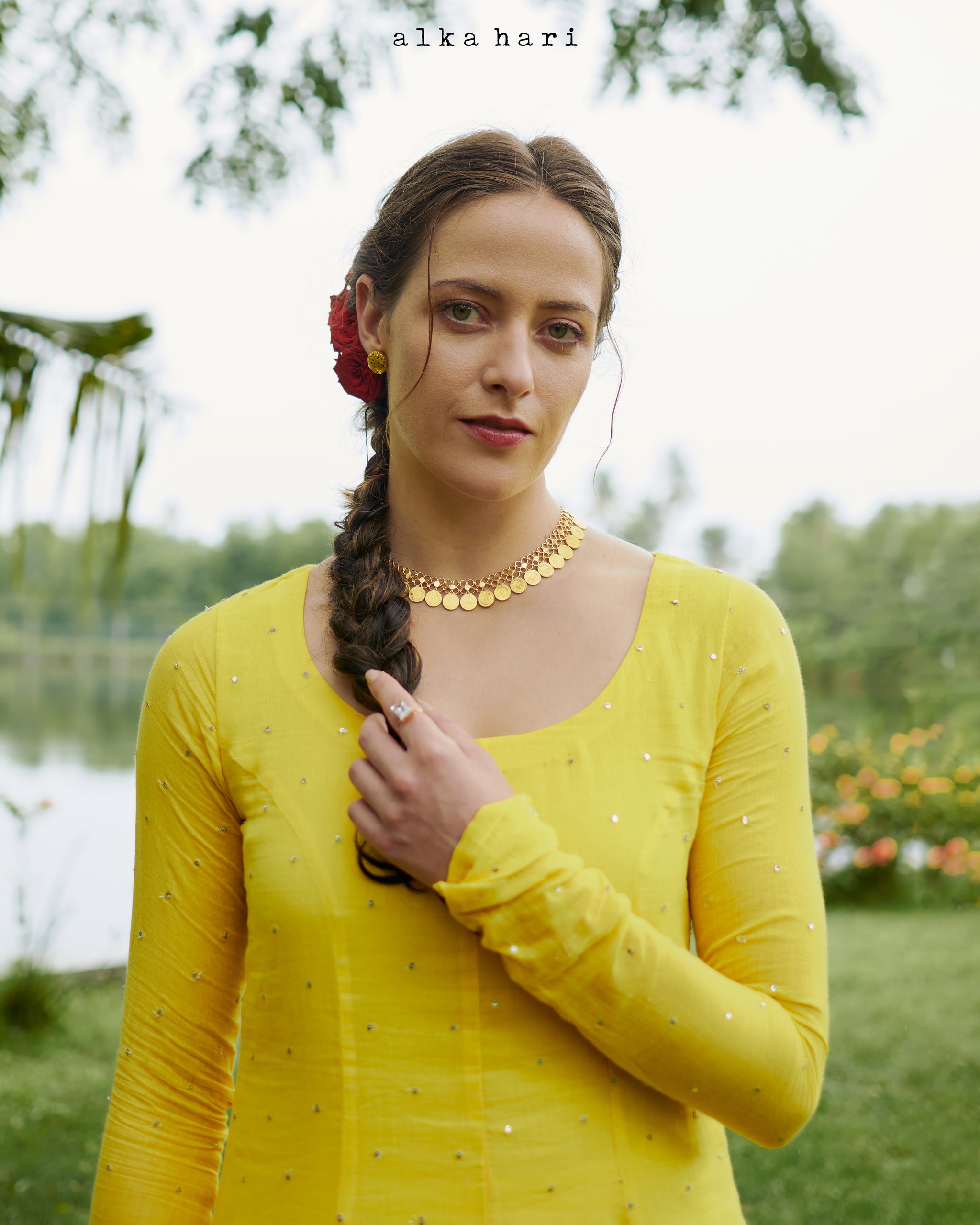 Yellow Sequin Anarkali