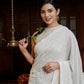 Off white embroidered saree