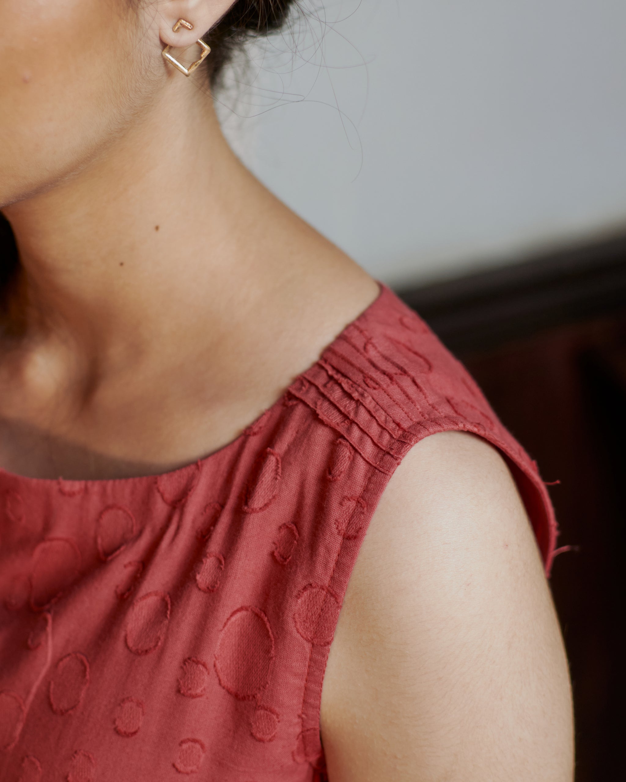Red Textured Cotton Dress