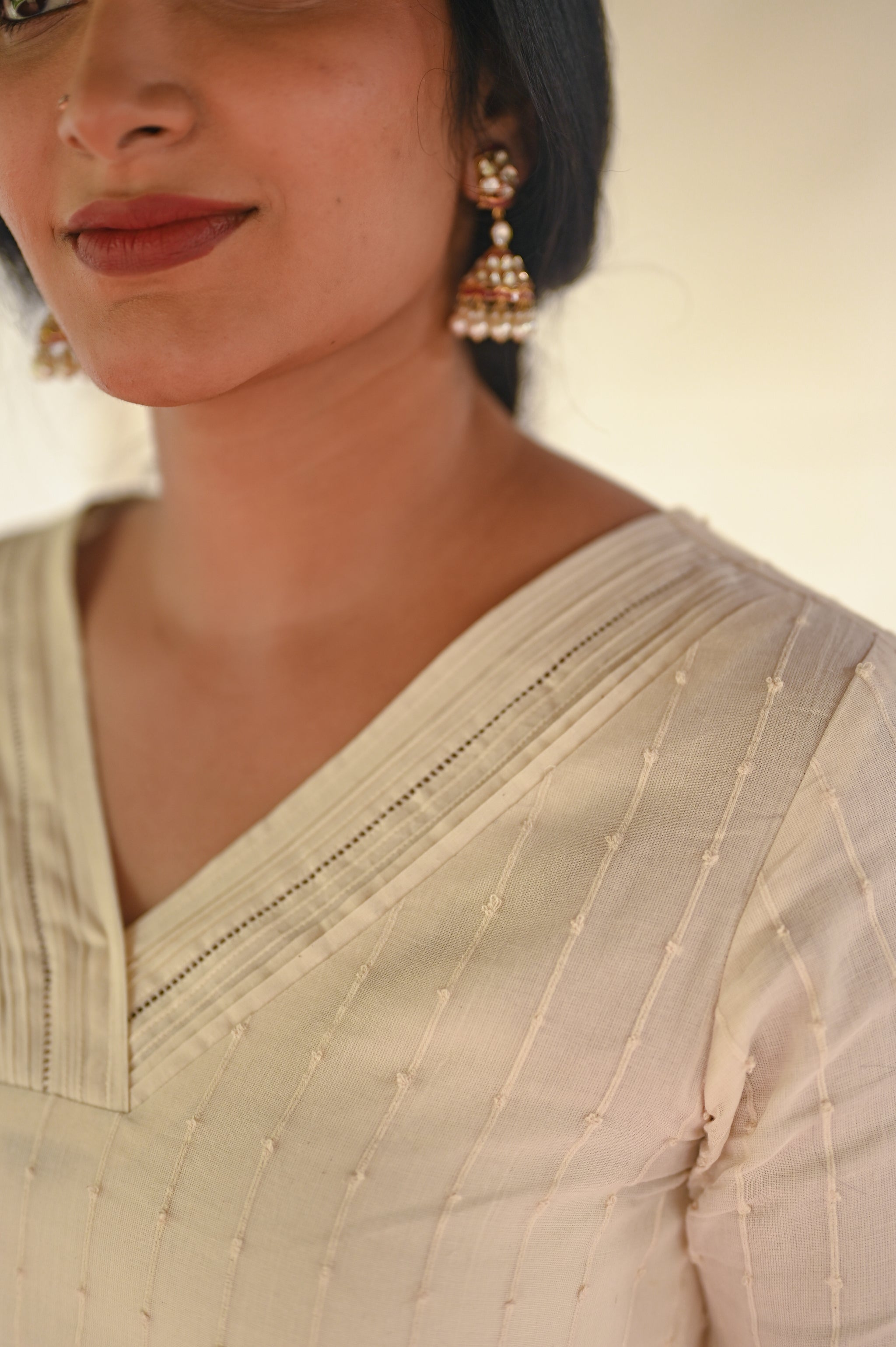 Off White Swiss dot kurta