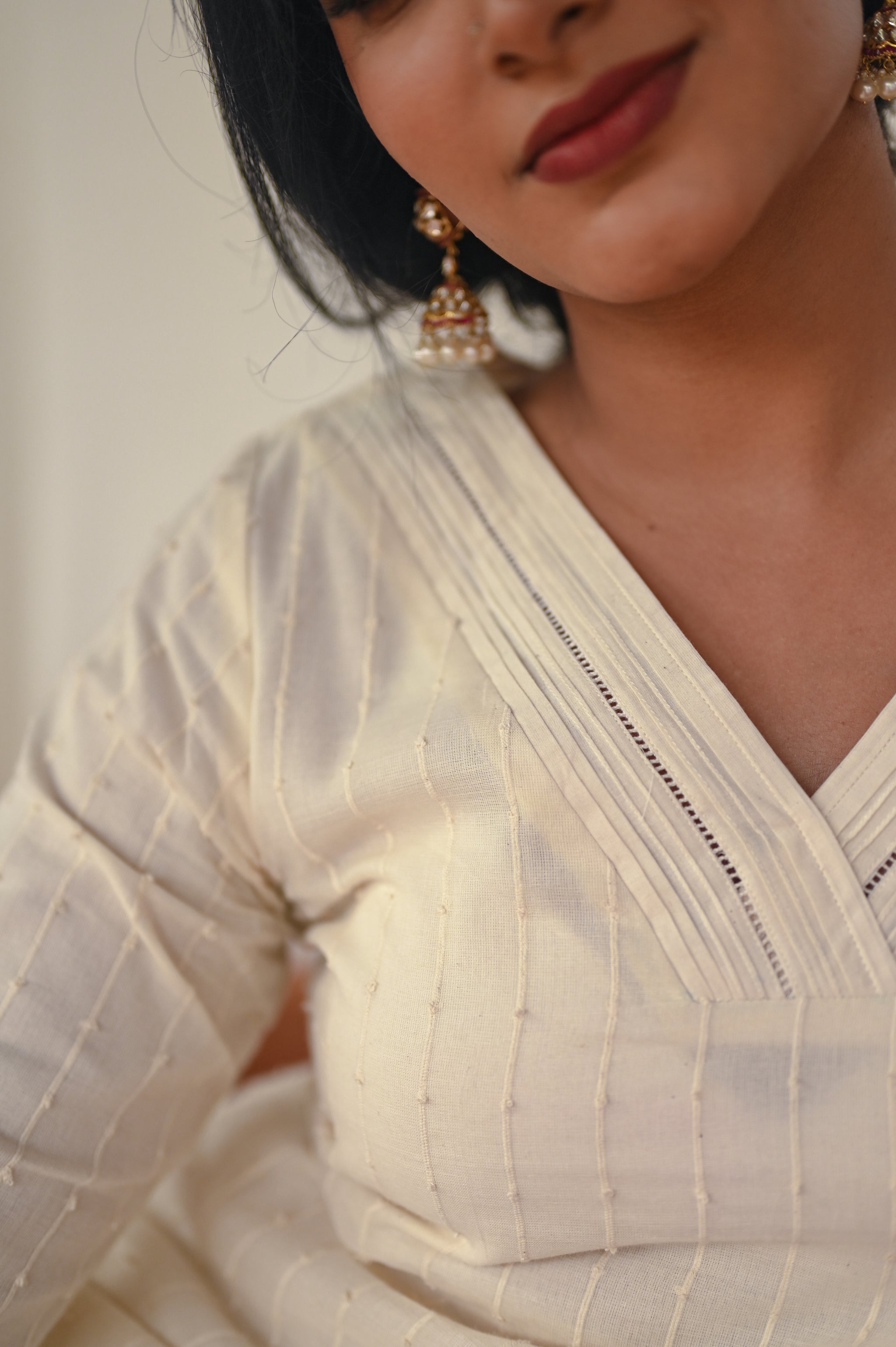 Off White Swiss dot kurta