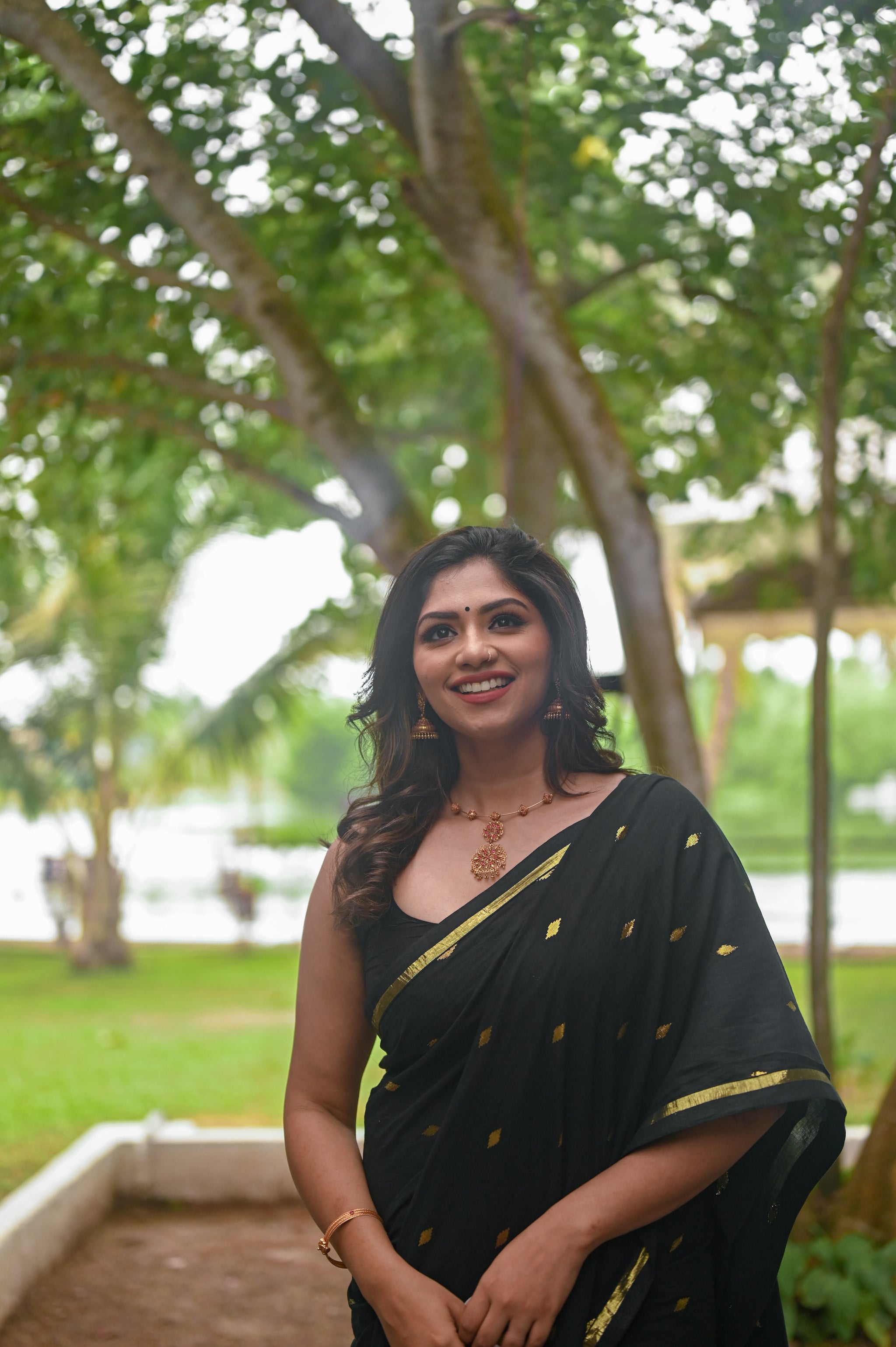 Black Butta Handloom Cotton Saree