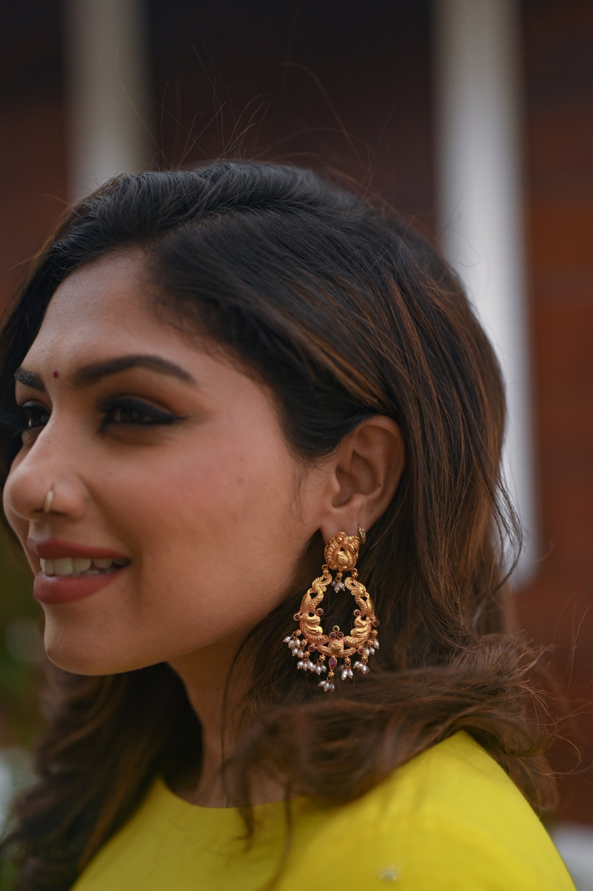 Bright yellow embroidered kurta