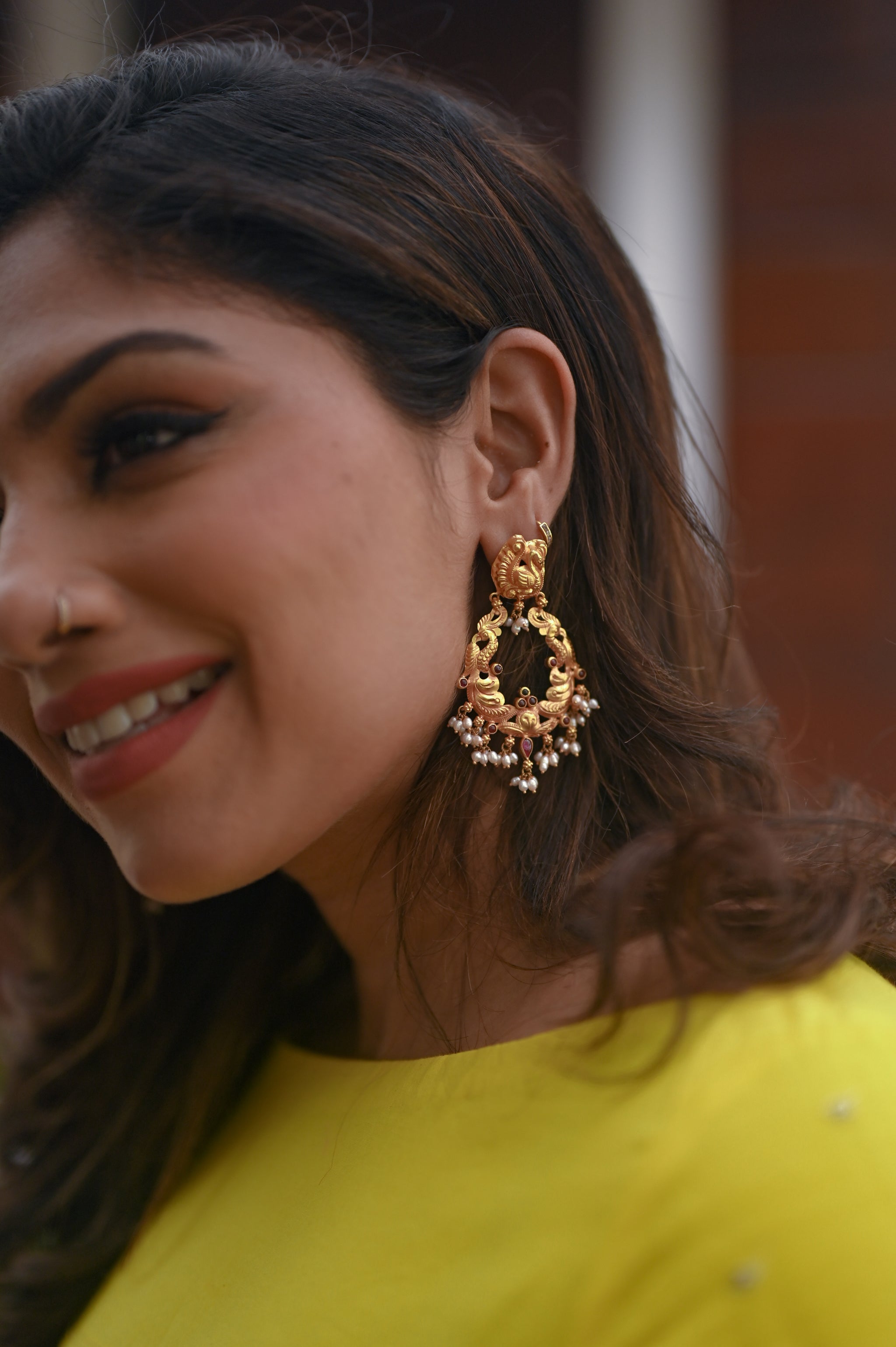 Bright yellow embroidered kurta