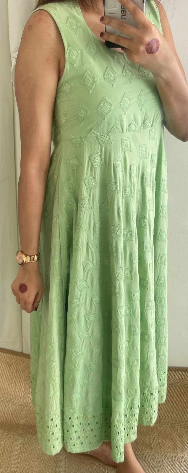 Pista Green Hakoba Anarkali