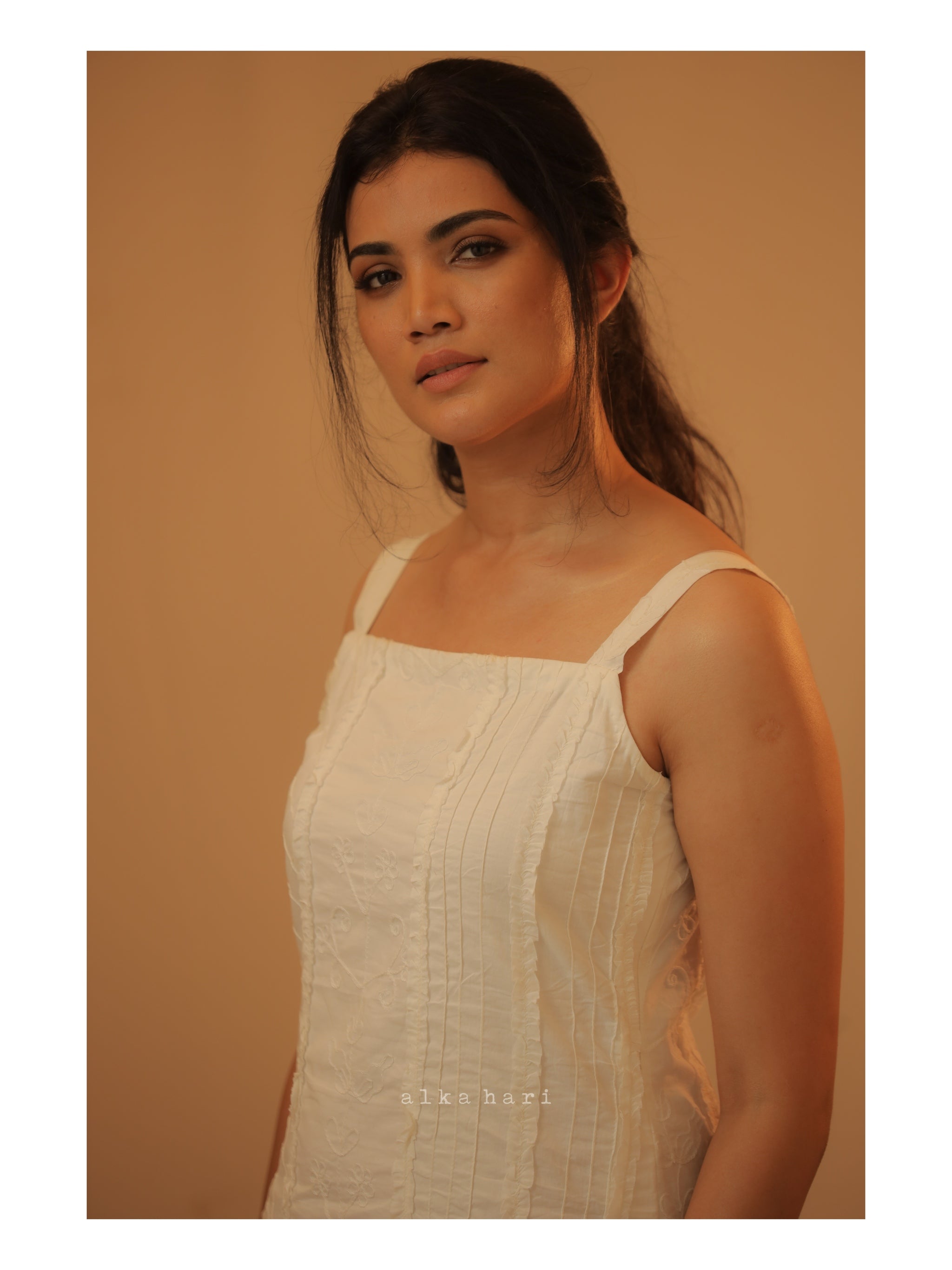 White Embroidered Cotton Dress