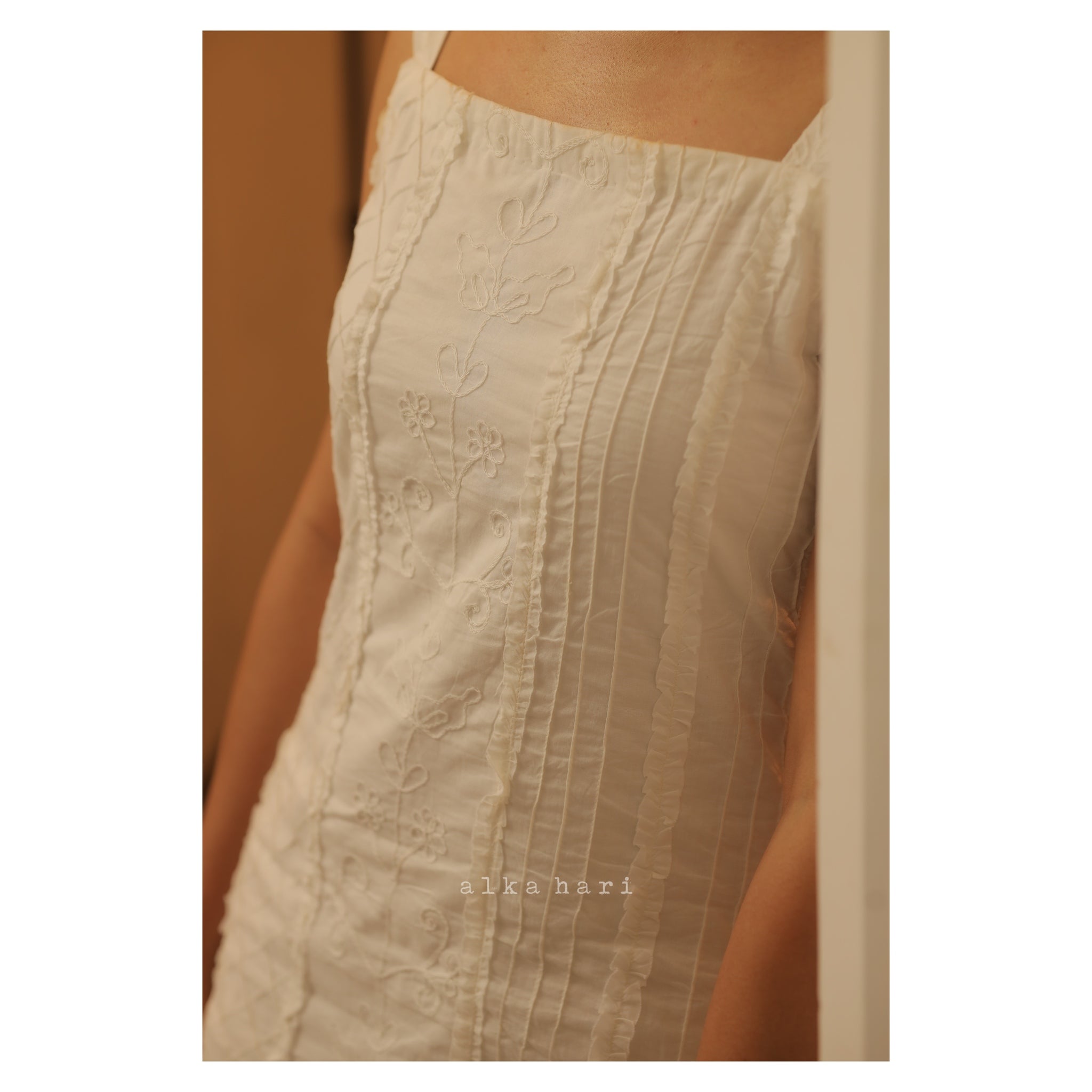 White Embroidered Cotton Dress